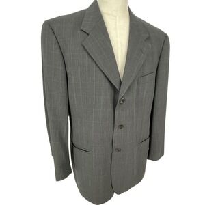 Collezioni L'Uomo Mens Grey Pinstripe Wool Blend Blazer Jacket Italian Size‎ 54R